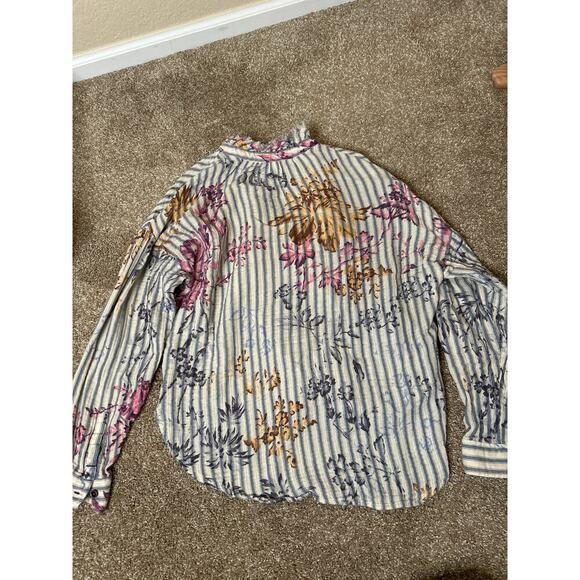Pilcro & The Letterpress The Tavi Buttondown Striped Floral Blouse SZ SM - Picture 6 of 7